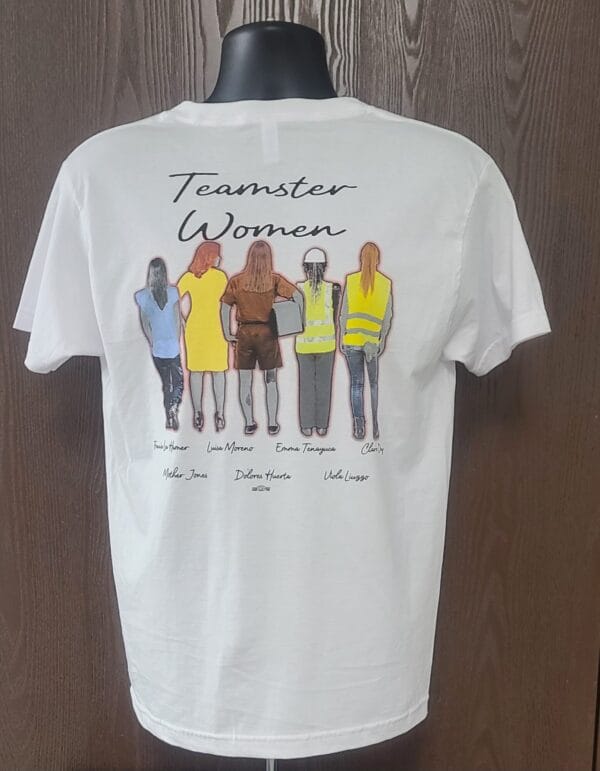 Teamster Women White V-neck T-shirt